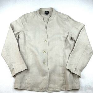 Eileen Fisher Beige %100 Linen‎ Button Cardigan Top Women’s Small